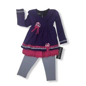 Isobella & Chloe Toddler Girl Purple Top & Leggings Ruffle Long-Sleeve Outfit